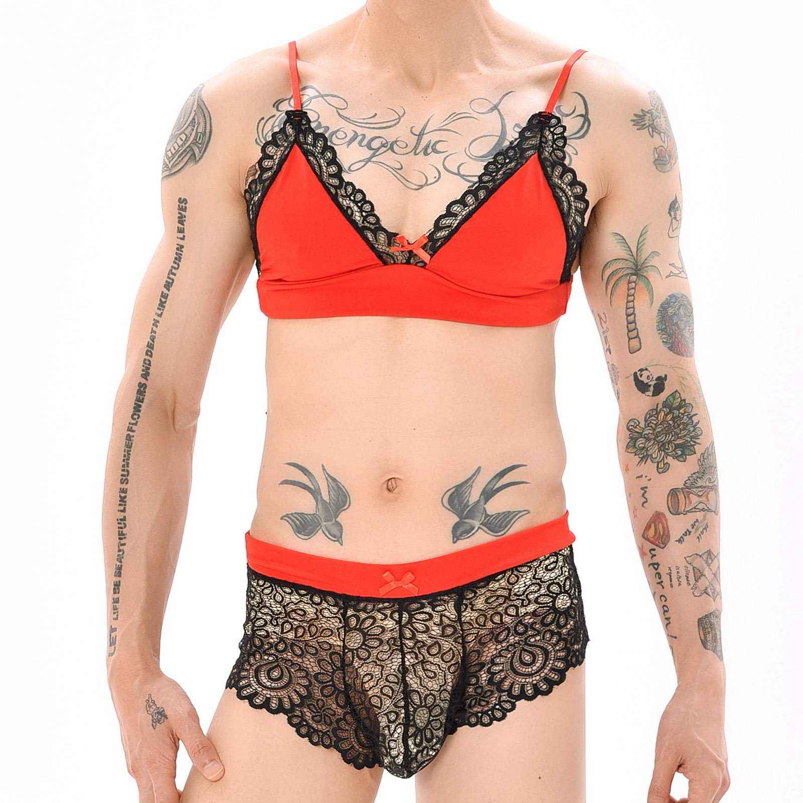 Sheer Mesh Bra - Męski Seksowny Zestaw Bielizny Erotycznej Crossdressing